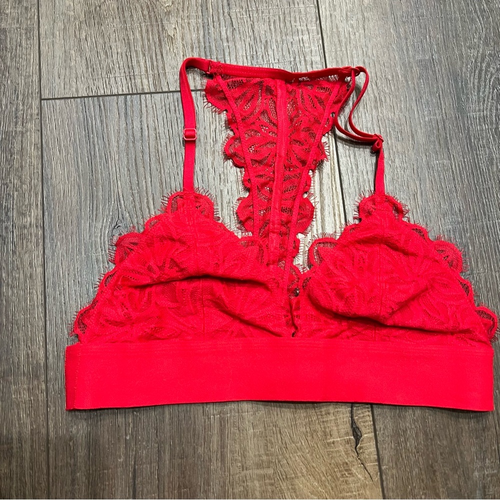 PINK lace red racerback bra